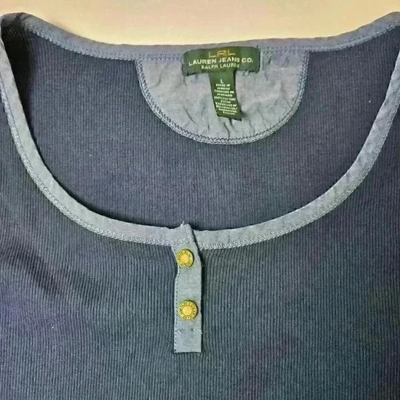 Lauren Ralph Lauren Navy Blue Knit Henley Size Large - Picture 6 of 6